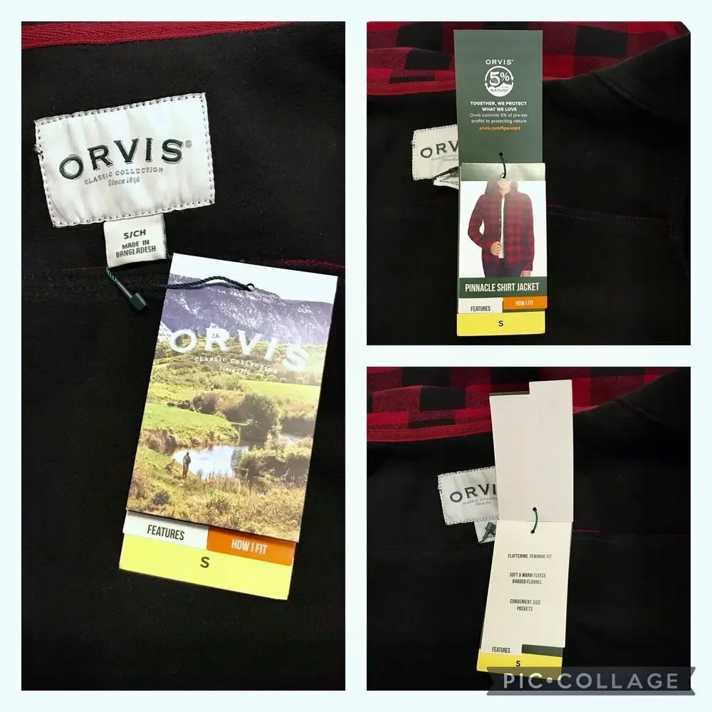 Orvis NWT Buffalo Plaid Shirt Fleece Lined Jacket Women S